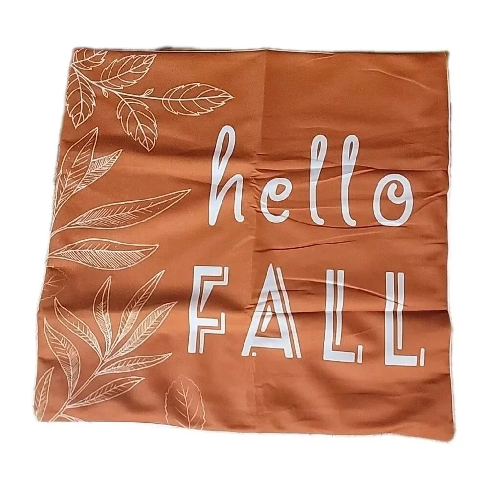Fall Decorative Throw Pillow Covers 18 x 18 Inch Set of 4, Hello Pumpkin